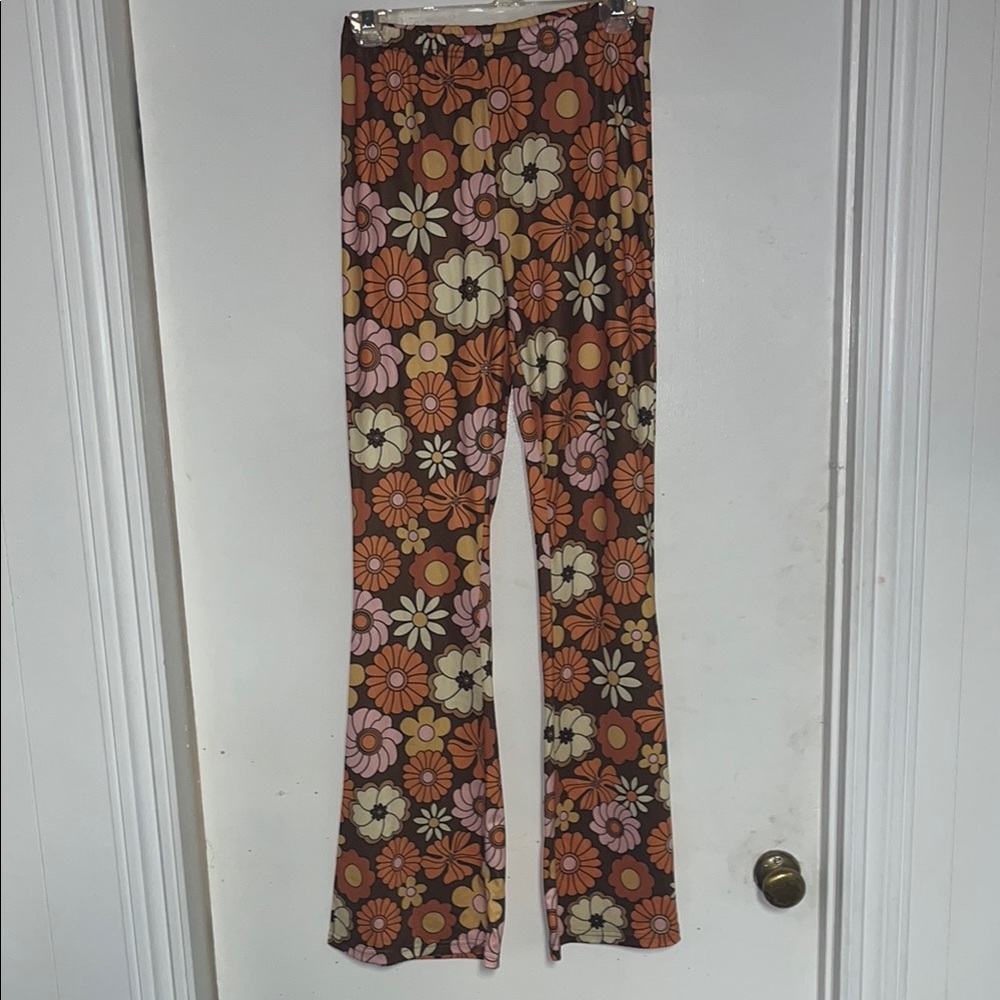 ROMWE Floral Boot Cut Pants - Multicolor